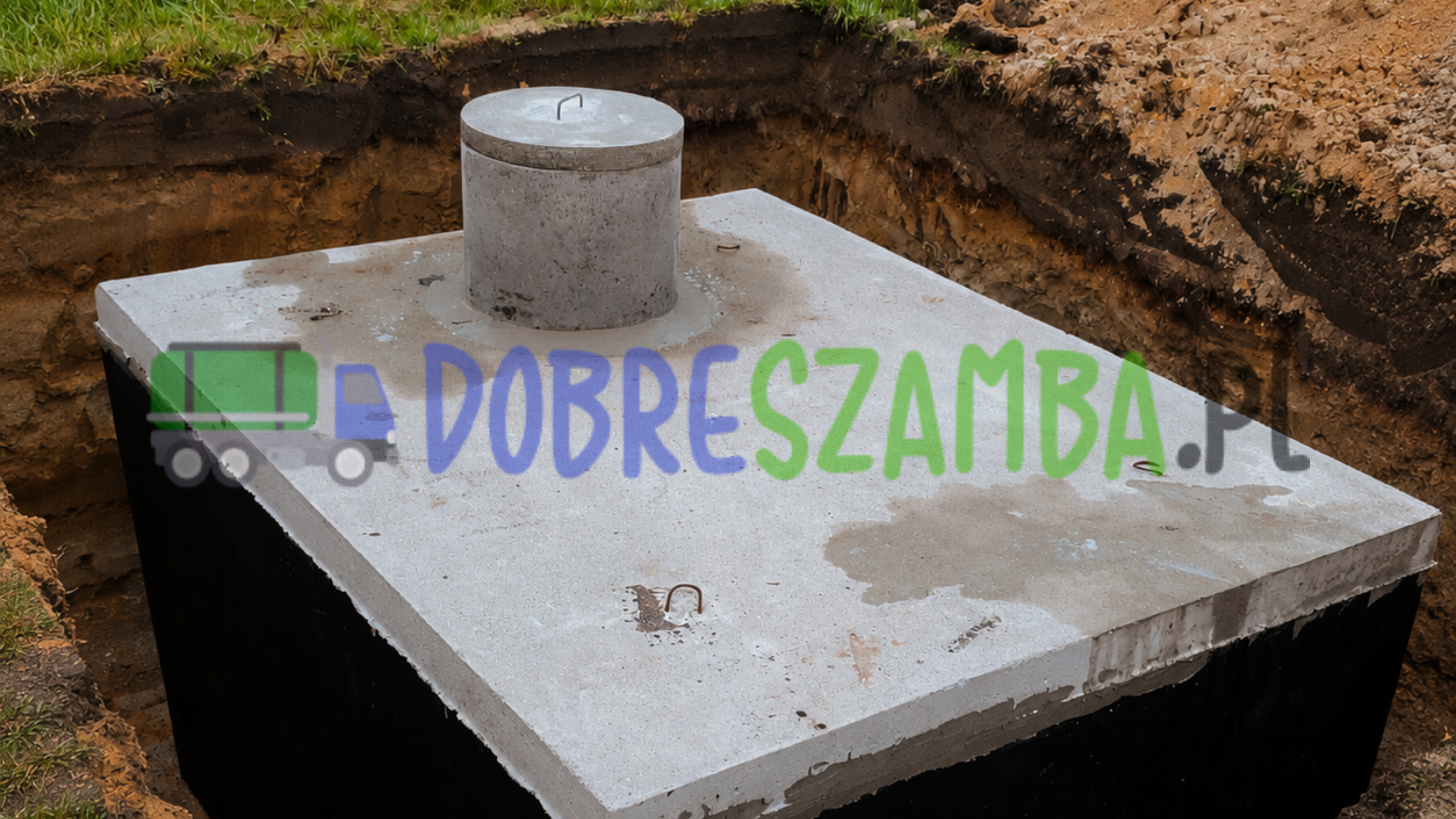 montaż szamba betonowego przy użyciu samochodu HDS